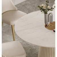 Vente d'usine, ensemble de table à manger ronde moderne et luxueuse, meubles élégants pour la maison avec plateau en métal et en pierre pour une utilisation en cuisine, petit espace