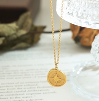 Collier à breloques étoile du nord étanche en acier inoxydable plaqué or 18 carats pour couples pendentif à chaîne de chandail à la mode