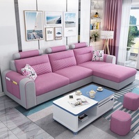 Sofá Seccional en Forma de L, Sofá Cama Convertible, Sofá Modular con Funda Lavable, Reposacabezas Ajustable, Muebles de Sala de Estar para el Hogar