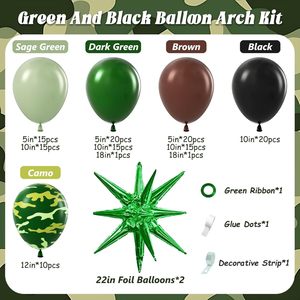 137-teiliges Tarnfarben-Ballon-Girlanden-Set Grüne und Braune Sternballons für Armee-Jagd-Camping-Themen Geburtstagsfeier-Dekorationen - Product Image 2
