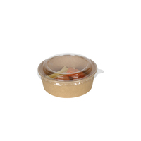 Bols en papier kraft jetables à paroi simple et bols à salade avec couvercle, contenants à emporter de marque CS pour aliments chauds/froids