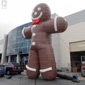 Décoration de Noël gonflable géante personnalisée en forme de bonhomme en pain d'épices brun avec LED réutilisable pour événement communautaire/Fêtes/Nouvel An - Product Image 2