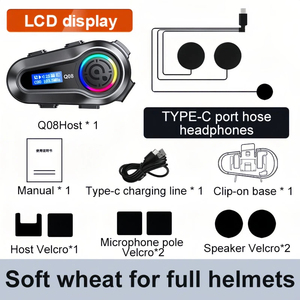Nuevo <span class=keywords><strong>Casco</strong></span> de Motocicleta Q08 con Auriculares con Cancelación de Ruido, Pantalla LCD, Estéreo Inalámbrico, Resistente al Agua, Radio FM - Product Image 2