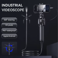 Endoscope industriel à articulation de direction à 360 degrés, caméra d'inspection automobile, 8 LED, Android, 5,5 mm/8 mm, étanche IP67