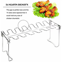 Grille de cuisson verticale en acier inoxydable durable, pliable, peu encombrante, résistante à la chaleur et lavable au lave-vaisselle pour barbecue extérieur