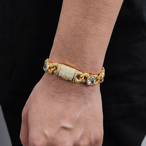 Hip Hop Jewelry 12mm <b>Love</b> 8 Character Cuban Chain Zircon <b>Bracelet</b> Personalized Men's <b>Bracelet</b> Tanjing - Product Image 3