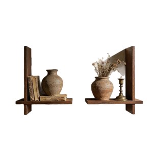 Wooden <b>Wall</b> <b>Mounted</b> <b>Shelf</b> Rectangle Retro Color Single Layer For Home Decoration Vases Books Ornaments - Product Image 1