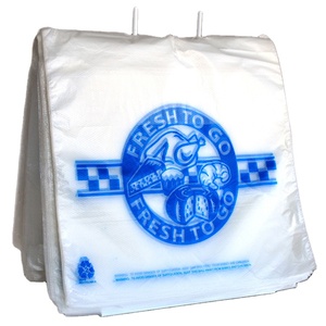 Bolsa Ecológica Transparente Personalizada con Impresión, de LDPE con Fuelle Lateral, Asa Flexiloop, Superficie Aséptica con Relieve, Logotipo Personalizado, para Pizza y Patatas - Product Image 1