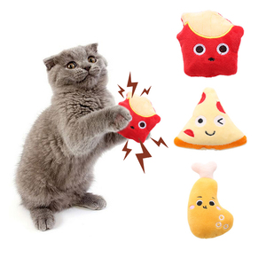 Wholesale Lovely Food Leg Pizza Chips Design Cat Plush Toy Contains Catnip With Sound Paper <b>Squeaky</b> Interactive Cat Toys - Product Image 2