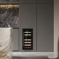 Refrigerador de Vino Vertical Delgado con Puerta Reversible, Luz LED sin Rayos UV, Enfriador de Vino Integrado para el Hogar