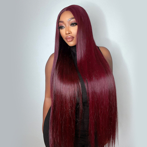 50 Inch <strong>Red</strong> Wine Burgundy Colored <strong>Wigs</strong> Exclusive Lengths 30-50 Inch Luxury Human Hair <strong>Wigs</strong> 13*6 HD Lace Front <strong>Wigs</strong> - Product Image 6