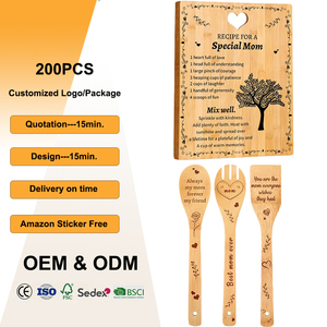 Ensemble de planches à découper en bambou personnalisées avec spatule, gravées, <span class=keywords><strong>cadeaux</strong></span> uniques <span class=keywords><strong>pour</strong></span> la fête des mères, outils de cuisine très demandés - Product Image 1