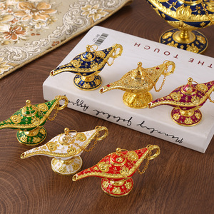 Lampada Magica <span class=keywords><strong>di</strong></span> Aladino, Lampada dei Desideri Retrò Placcata Oro, Ornamenti in Metallo per Casa, Hotel, Matrimoni, Regalo <span class=keywords><strong>di</strong></span> <span class=keywords><strong>Compleanno</strong></span>, Decorazione da Tavolo - Product Image 2