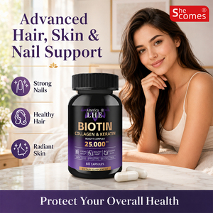 Suplemento Personalizado Shecome para el Crecimiento del Cabello con Biotina, Colágeno, Queratina y Ácido Hialurónico, Complejo de Belleza para Piel y Uñas para Adultos - Product Image 5