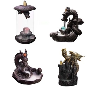 Bruciatore d'Incenso per Chiesa, Incensiere Bukhoor, Bruciatore a Forma di Drago, Bruciatore d'Incenso Ceramico a Flusso Inverso con Testa di Drago, Stile <span class=keywords><strong>Zen</strong></span> - Product Image 1