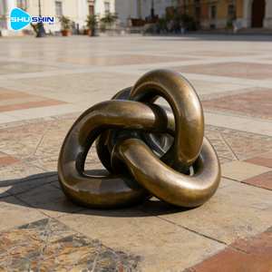 Escultura Moderna Abstracta de Acero Inoxidable Electrochapado Personalizada con Impresión UV y Pulido para Uso en Exteriores con Logotipo Fundido - Product Image 6