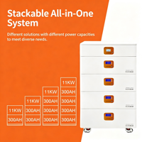 Batterie de stockage d'énergie domestique empilable 30 kWh 300 Ah IP65 CAN, système de stockage d'énergie solaire tout-en-un 51,2 V pour l'énergie solaire domestique