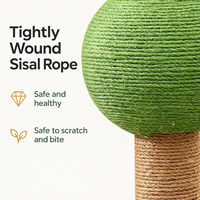 Poteau à gratter pour chat en sisal avec 3 balles colorées et base large et stable pour chats d'intérieur, idéal pour aiguiser les griffes