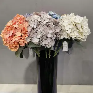 SENMASINE Silk Flowers Real Touch Single Large Artificial Hydrangea For Home Diy Wedding Centerpiece Decor