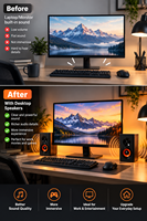 Haut-parleurs multimédias alimentés par USB pour PC, ordinateur portable, ordinateur de bureau, haut-parleur stéréo avec prise audio 3,5 mm, design en bois