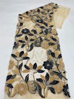Robe en tissu de tulle floral doux pour femme, 5 yards, en dentelle française écologique, avec motif animalier, idéale pour les mariages