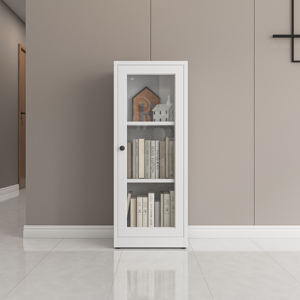 Librería Moderna de Alta Calidad con Puerta de Vidrio Individual, 3 Niveles, Gran Capacidad, Gabinetes de Cocina de Acero Inoxidable, Almacenamiento para Sala de Estar - Product Image 1