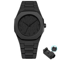 Montre à quartz pour homme, simple, noire, grand cadran, bracelet décontracté en polycarbonate avec boucle papillon, montre-bracelet étanche pour homme