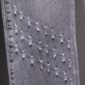 <span class=keywords><strong>Jeans</strong></span> Cargo a Zampa Casual da <span class=keywords><strong>Donna</strong></span> a Vita Media in Denim <span class=keywords><strong>Grigio</strong></span> Fumo Effetto Distressed con Lavaggio Laser Lavabile - Stile Streetwear Chic - Product Image 4