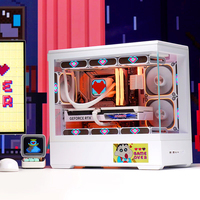 PC de bureau moderne blanc avec écran FHD de 6 pouces boîtier RVB adapté au bricolage pour PC de jeu et travail 9800x3d 7800x3d 9700x RTX 5080 5070