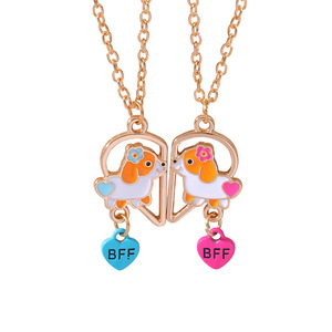 Set di 2 simpatiche collane di cane a forma di cuore per le donne BFF buon amico gioiello a maglia ciondolo catena per coppia <span class=keywords><strong>amicizia</strong></span> - Product Image 1