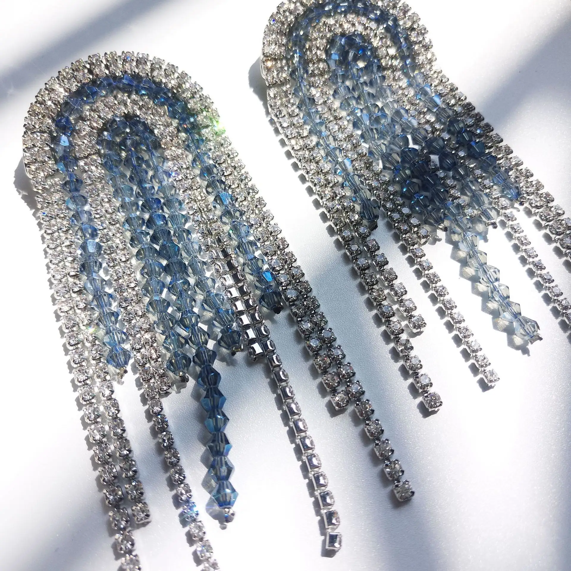 Luxe strass cristal gland boucles d'oreilles longues boucles d'oreilles pour les femmes mariage fête boucles d'oreilles en gros bijoux de mariée 2019