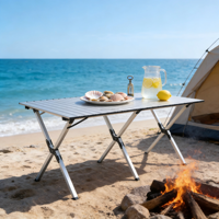 Tragbarer, robuster Esstisch aus Aluminiumlegierung im modernen Design mit Klappfunktion und Eierrollen-Stuhl-Set, 80 kg Tragkraft, für Outdoor-Reisen und Familie