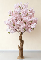 Maßgefertigter Gebogener Stamm 1,9m Künstlicher Rosa Kirschblütenbaum Faux Sakura Blütenbaum für Hochzeit Hotel Innendekoration