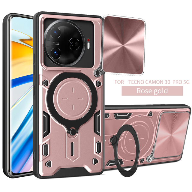 Shockproof Slide Lens Magnetic Hard TPU PC Armor Phone Case for Tecno Camon 30S Pro 4G Camon 20 Pova 6 Spark Go 2025