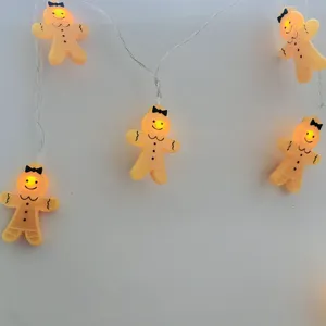 Battery Led String Light 10 LED Christmas Decoration Ornament Lights Set Novelty Gingerbread Men String Lights Battery Gingerbread Cookie Man Night Light