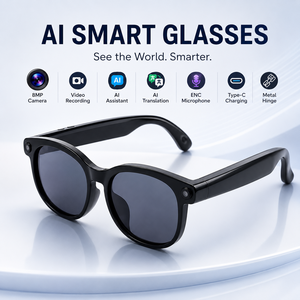 Wholesale WK105 AI Smart <b>Glasses</b> 8MP <b>Camera</b> Type-C Charging Voice Assistant ENC Noise Reduction BT Call Sunglasses 2026 AI Assis - Product Image 1