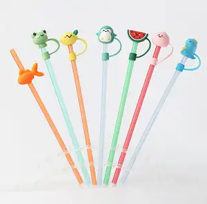 ZQX354 8MM 10MM cute cartoon silicone straw cap dust stopper Dust Toppers Covers coffee straw cap Promotion Gift