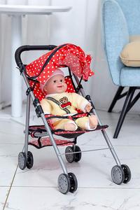 Passeggino pieghevole <span class=keywords><strong>rosa</strong></span> classico per <span class=keywords><strong>bambole</strong></span> ruote girevoli e cesto arco per finzione gioco e giocattolo prescolare realizzato in plastica resistente - Product Image 4