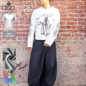 T-shirt Termica Pesante a Maniche Lunghe da <span class=keywords><strong>Uomo</strong></span> Personalizzata 280 Grammi Maglietta a Manica Lunga in Maglia Stampa Serigrafica Tessuto Waffle Stile Streetwear Lunghezza Crop - Product Image 1