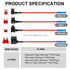 カーヒューズホルダー10Aカーヒューズ付きヒューズ部品標準/ミニ/マイクロ/ロープロファイル - Product Image 5