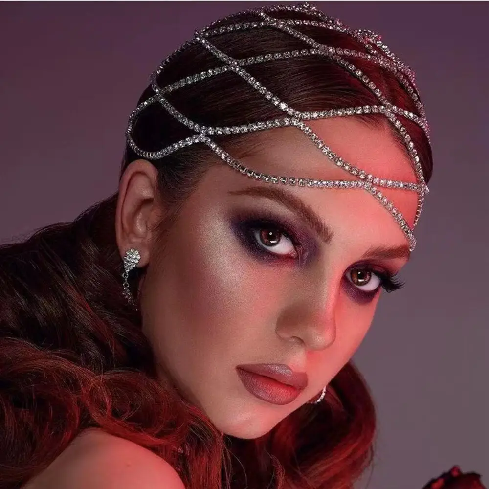 women Crystal Rhinestone Headband Tiaras Crown tassel dreadlocks crystal accessories hair jewelry wedding bridal