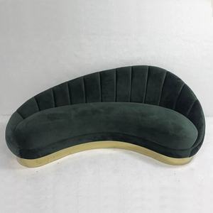 Green Velvet Tufted Sectional <strong>Sofa</strong> with Stainless Steel Legs Anti-Stain Quality for Dining Outdoor Bedroom or Bar Use - Product Image 5