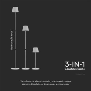 Lampada da terra LED 4W colore bianco in alluminio con Touch regolabile altezza 3 in1 3000K IP54 SKU-7007-illuminazione/ - Product Image 4