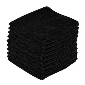 10pcsset黑色超细纤维布毛巾抹布用于洗涤清洁干燥抛光细节窗纱30x30cm厘米