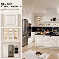 Lemari Dapur Modern Joysource Classic White Raised Panel dengan Papan Melamin untuk Proyek Apartemen dan Wastafel