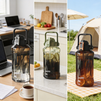 Bouteille d'eau Longstar 900 ml en Tritan avec corde, bouchon anti-fuite, sans BPA, écologique et réutilisable pour adultes, sports de plein air, voyages