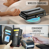 Coque Portefeuille RFID CaseMe Femme pour Samsung S25 Ultra A56 A36 A26 A16, Étui Téléphone à Fermeture Éclair Multi-Cartes pour Samsung S25 Ultra