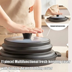 Cubierta plegable de silicona ventilada para microondas, protector contra salpicaduras para alimentos con bandeja, tapa protectora y colador de cocina - Product Image 2
