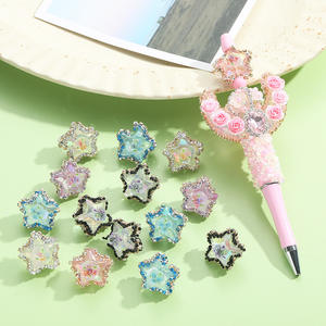 2025 nueva llegada diamantes de imitación estrella de cinco puntas cuentas de flores cuentas sueltas acrílicas para DIY pluma accesorios de cadena de teléfono - Product Image 1