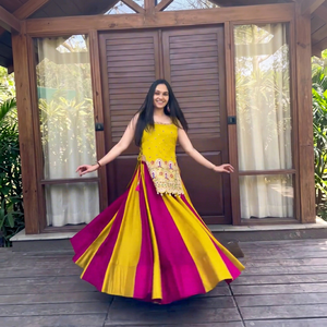 Women Embroidered Lehenga Choli Set Cotton Traditional Ethnic Wear India Pakistan Spring Summer Daily Outfit - Product Image 4